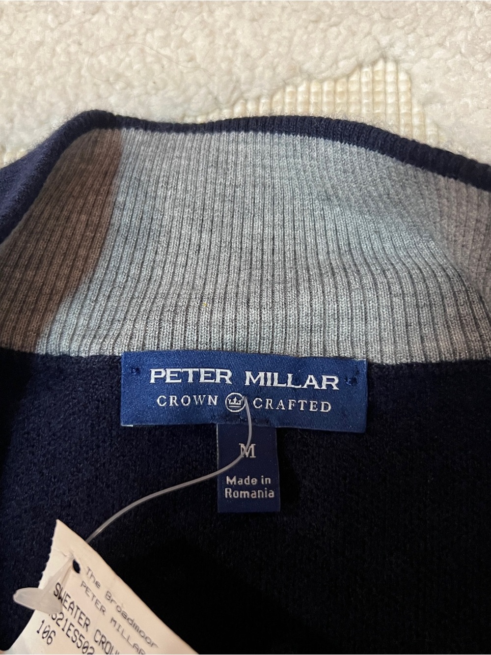Peter Millar Sweater Mens Medium Navy Blue 1/4 Quarter Zip Cashmere Silk Crown - Picture 2 of 11